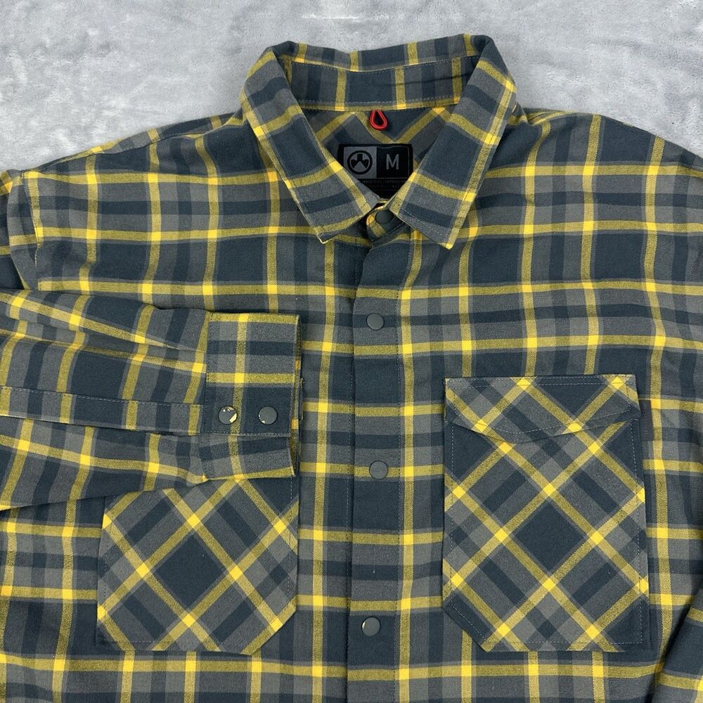 Magpul Lightweight Logger Flannel Shirt Mens M Yellow Gray  Plaid Snap Button